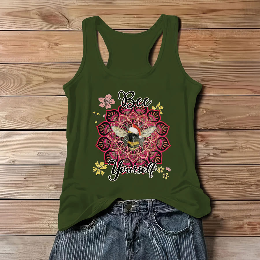 Olivenorma Bee Yourself Christmas Bee Mandala Women's Tank - Green - 3XL - image 8