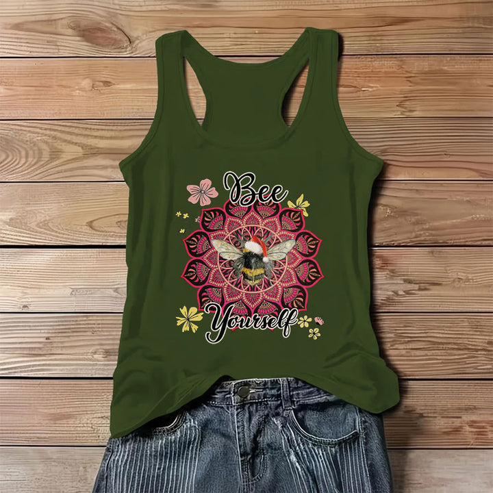 Olivenorma Bee Yourself Christmas Bee Mandala Women's Tank - Green - 3XL - image 8