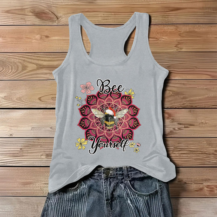 Olivenorma Bee Yourself Christmas Bee Mandala Women's Tank - Gray - 3XL - image 6