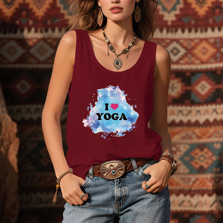 Olivenorma Yoga Love Splash Watercolor "I ❤️ YOGA" Graphic Women's Tank - image 3