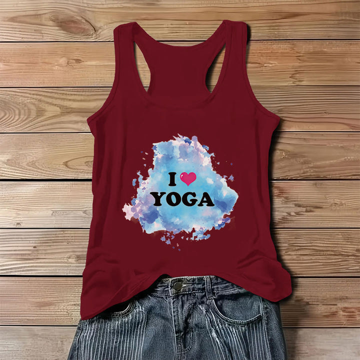 Olivenorma Yoga Love Splash Watercolor "I ❤️ YOGA" Graphic Women's Tank - Red - 3XL - image 2