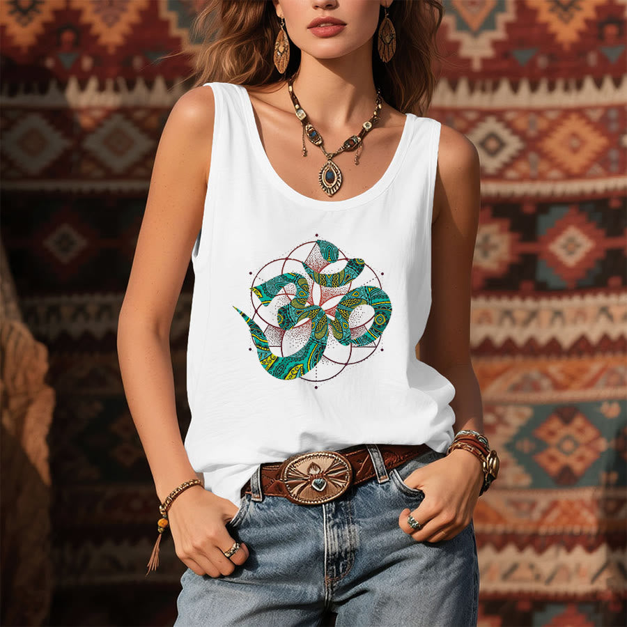 Olivenorma Sacred Om Serpent Tribal Pattern Om Symbol Women's Tank - image 7