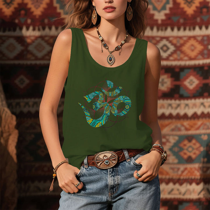 Olivenorma Sacred Om Serpent Tribal Pattern Om Symbol Women's Tank - image 3