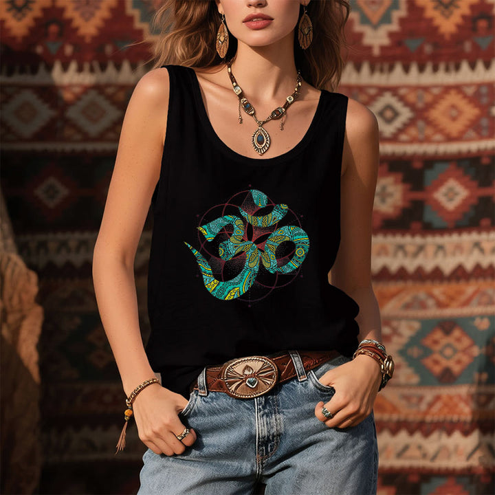 Olivenorma Sacred Om Serpent Tribal Pattern Om Symbol Women's Tank - image 9