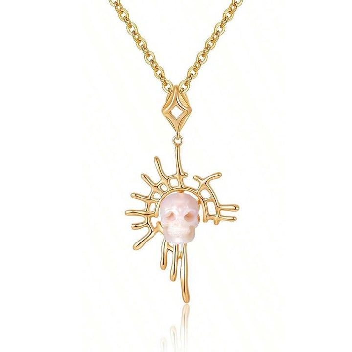 FREE Today: Skull Carved Pearl Dream Catcher Pendant Necklace - Golden - image 1