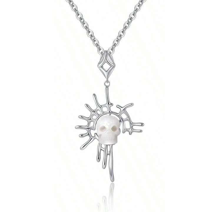 FREE Today: Skull Carved Pearl Dream Catcher Pendant Necklace - Silver - image 7