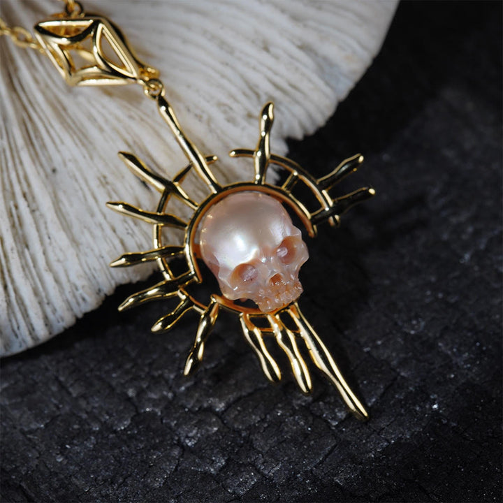 FREE Today: Skull Carved Pearl Dream Catcher Pendant Necklace - image 0