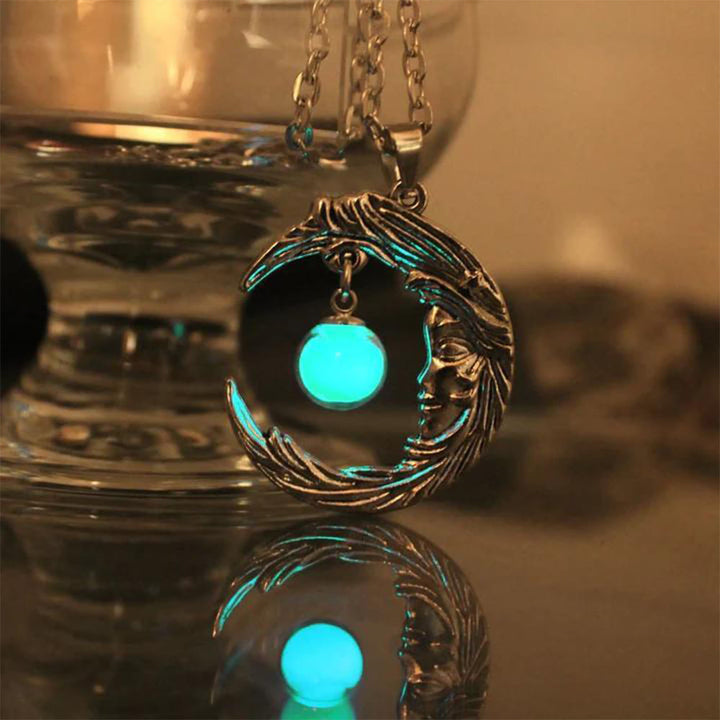 FREE Today: Crescent Moon Goddess Face Necklace Purple Amethyst & Opalite Glow-in-the-dark Witchy Pendant - image 14