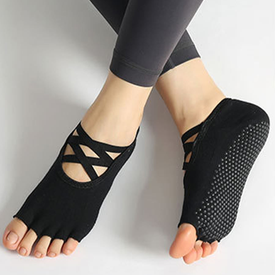 Olivenorma Enhanced Traction Cross-Strap Open-Toe Non-Slip Women's Yoga Socks - image 7
