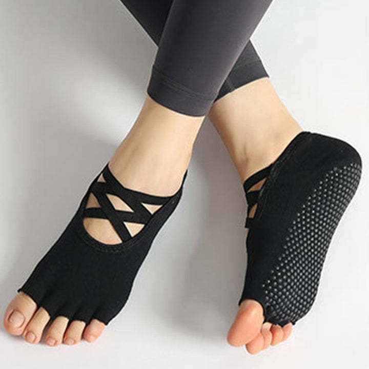 Olivenorma Enhanced Traction Cross-Strap Open-Toe Non-Slip Women's Yoga Socks - image 7