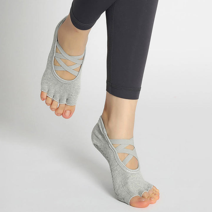 Olivenorma Enhanced Traction Cross-Strap Open-Toe Non-Slip Women's Yoga Socks - image 32