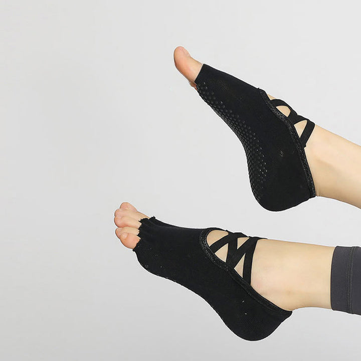 Olivenorma Enhanced Traction Cross-Strap Open-Toe Non-Slip Women's Yoga Socks - image 8