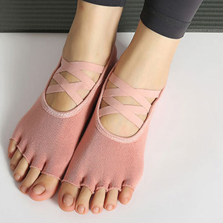 Olivenorma Enhanced Traction Cross-Strap Open-Toe Non-Slip Women's Yoga Socks - image 19