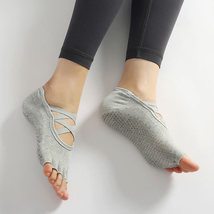 Olivenorma Enhanced Traction Cross-Strap Open-Toe Non-Slip Women's Yoga Socks - image 30
