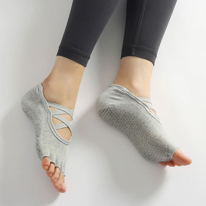 Olivenorma Enhanced Traction Cross-Strap Open-Toe Non-Slip Women's Yoga Socks - image 30