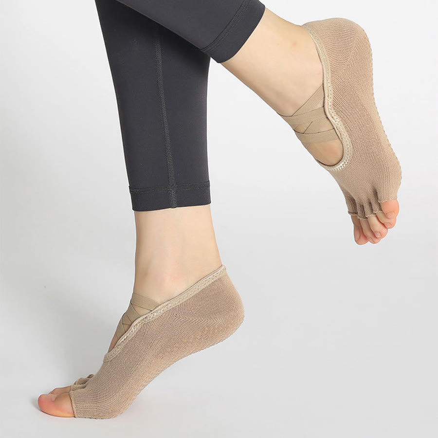 Olivenorma Enhanced Traction Cross-Strap Open-Toe Non-Slip Women's Yoga Socks - image 26
