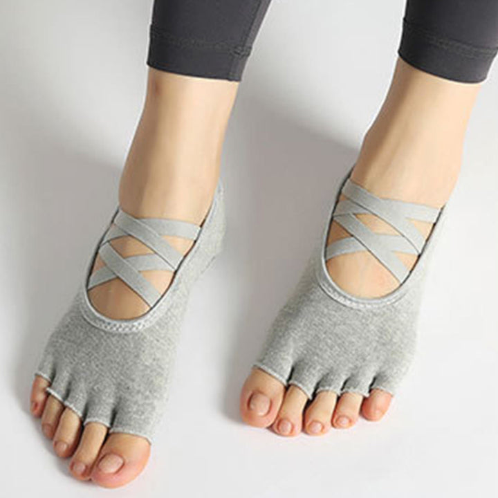 Olivenorma Enhanced Traction Cross-Strap Open-Toe Non-Slip Women's Yoga Socks - image 31