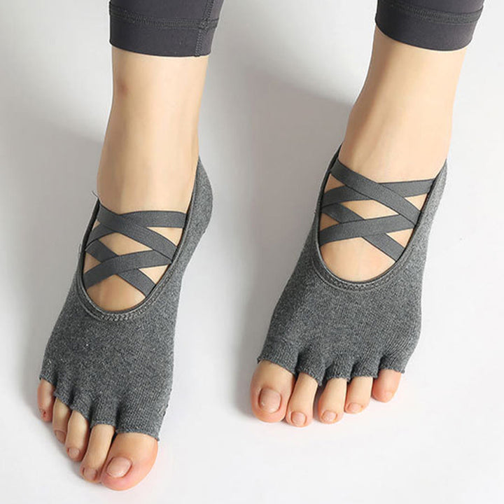 Olivenorma Enhanced Traction Cross-Strap Open-Toe Non-Slip Women's Yoga Socks - image 13