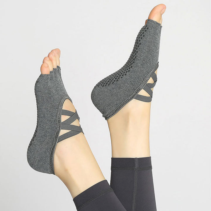 Olivenorma Enhanced Traction Cross-Strap Open-Toe Non-Slip Women's Yoga Socks - image 12