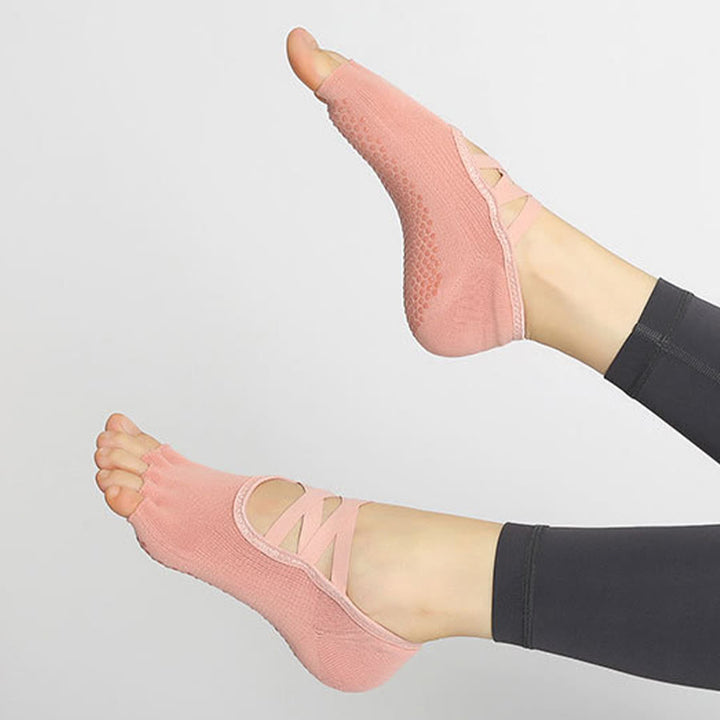 Olivenorma Enhanced Traction Cross-Strap Open-Toe Non-Slip Women's Yoga Socks - image 21