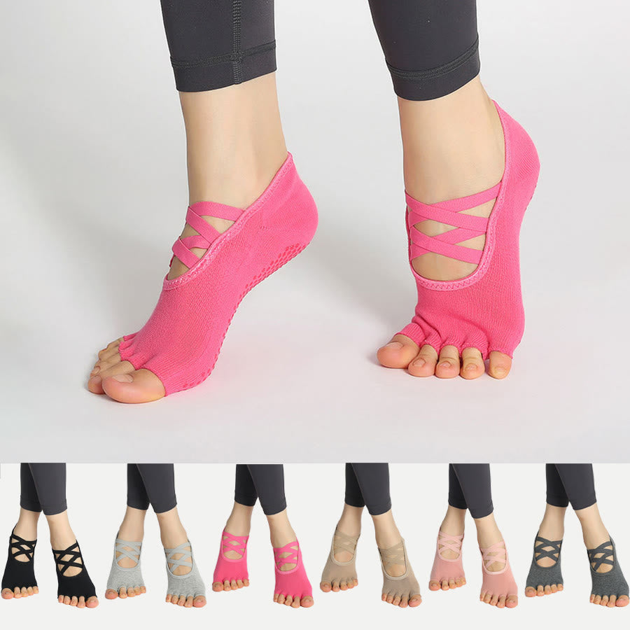 Olivenorma Enhanced Traction Cross-Strap Open-Toe Non-Slip Women's Yoga Socks - image 0