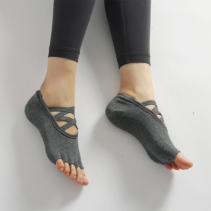 Olivenorma Enhanced Traction Cross-Strap Open-Toe Non-Slip Women's Yoga Socks - image 14