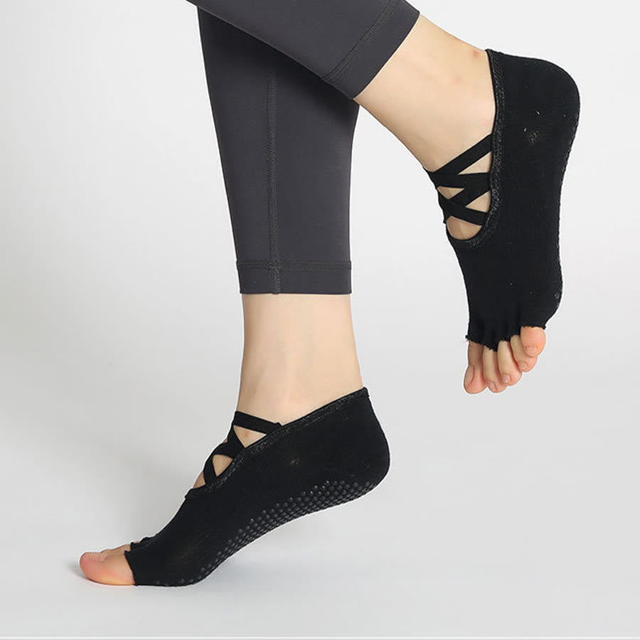 Olivenorma Enhanced Traction Cross-Strap Open-Toe Non-Slip Women's Yoga Socks - image 9
