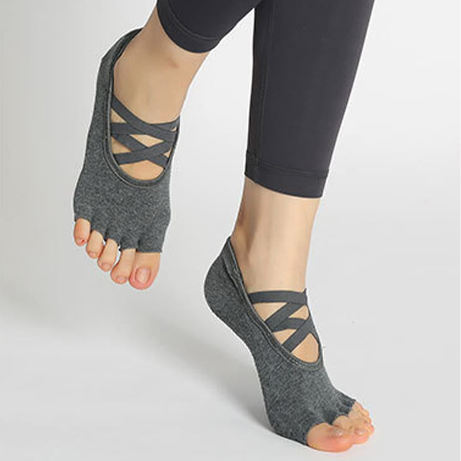 Olivenorma Enhanced Traction Cross-Strap Open-Toe Non-Slip Women's Yoga Socks - image 15