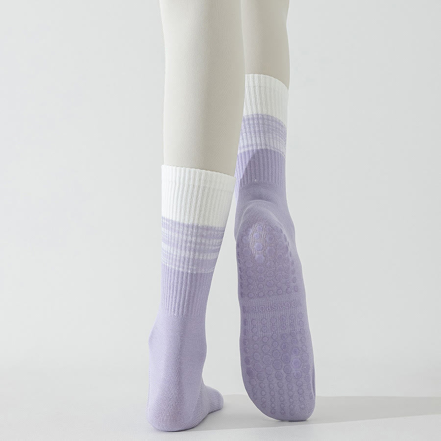Olivenorma Two-Tone Crew Length Non-Slip Silicone Dot Women's Yoga Socks - image 15