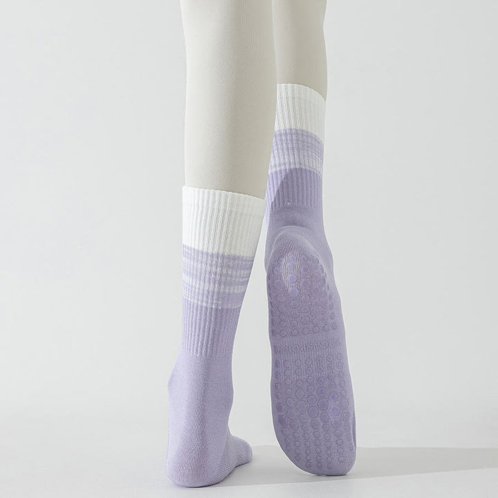 Olivenorma Two-Tone Crew Length Non-Slip Silicone Dot Women's Yoga Socks - image 15