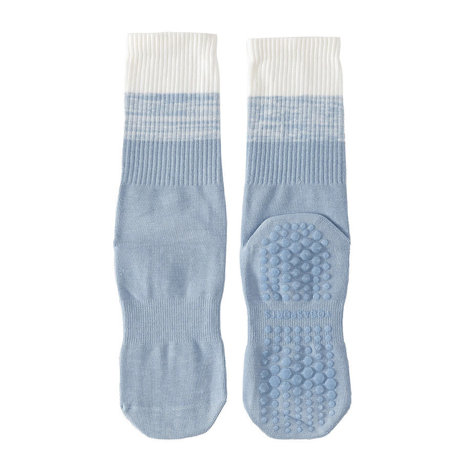 Olivenorma Two-Tone Crew Length Non-Slip Silicone Dot Women's Yoga Socks - Blue - 10 Pairs - image 17