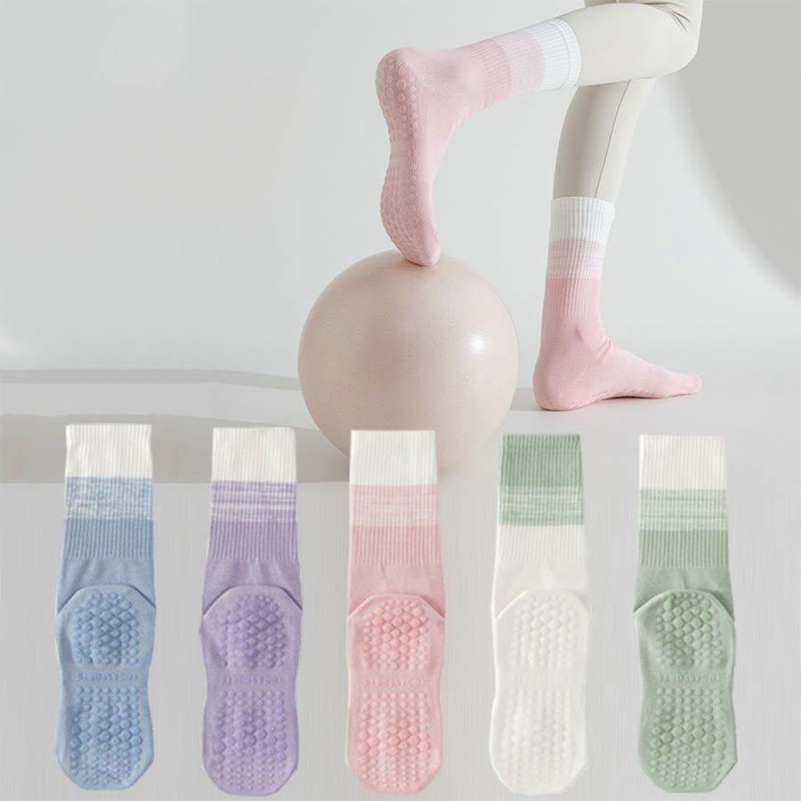 Olivenorma Two-Tone Crew Length Non-Slip Silicone Dot Women's Yoga Socks - image 1
