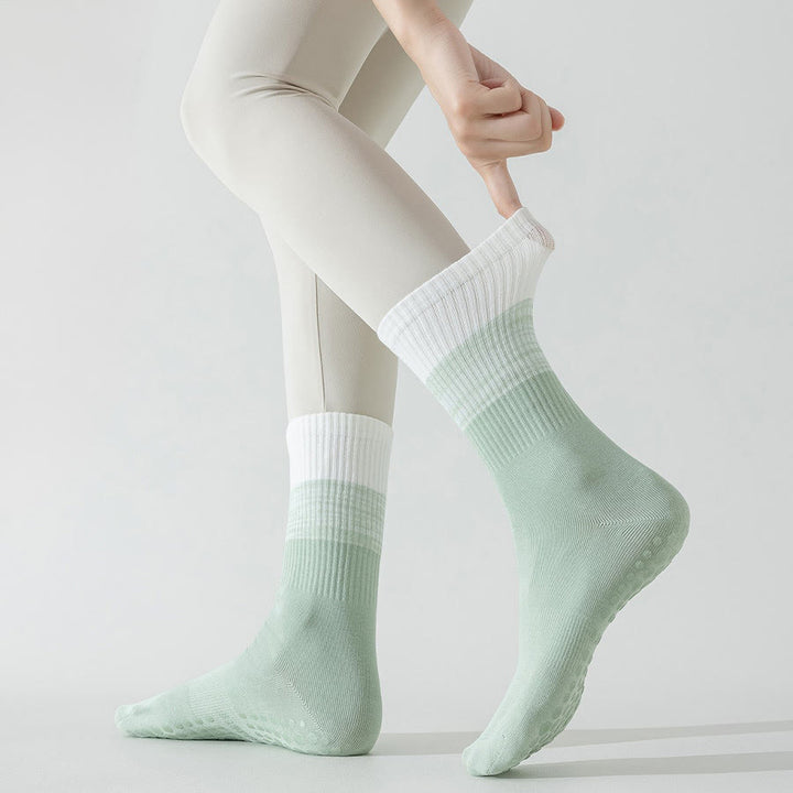 Olivenorma Two-Tone Crew Length Non-Slip Silicone Dot Women's Yoga Socks - image 22