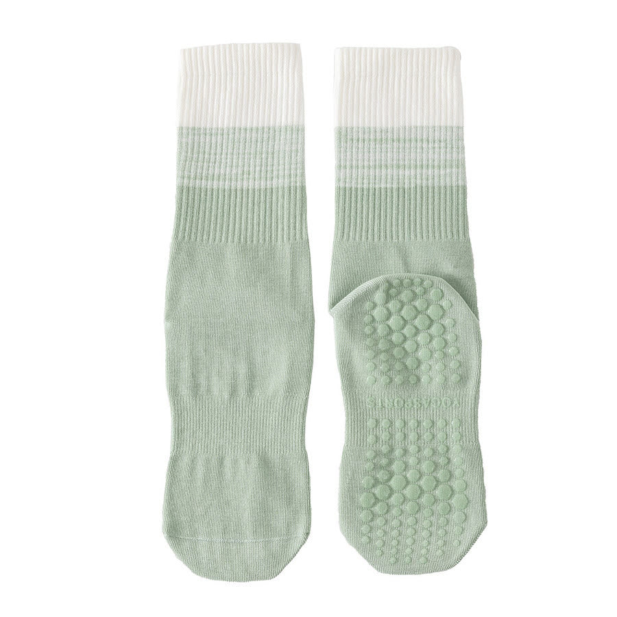 Olivenorma Two-Tone Crew Length Non-Slip Silicone Dot Women's Yoga Socks - Green - 10 Pairs - image 18