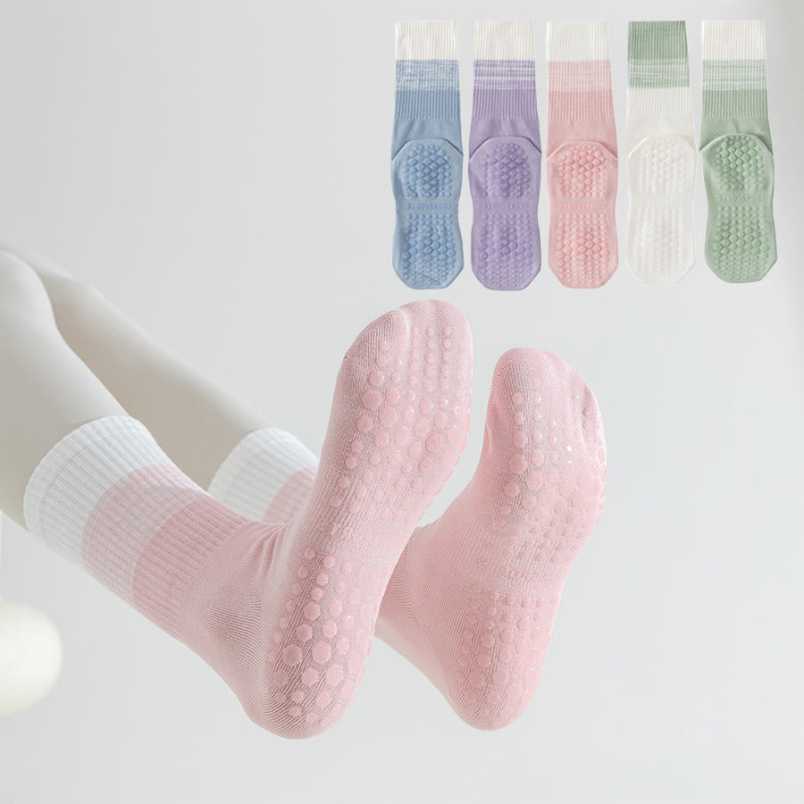 Olivenorma Two-Tone Crew Length Non-Slip Silicone Dot Women's Yoga Socks - image 0