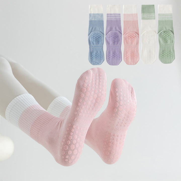 Olivenorma Two-Tone Crew Length Non-Slip Silicone Dot Women's Yoga Socks - image 0