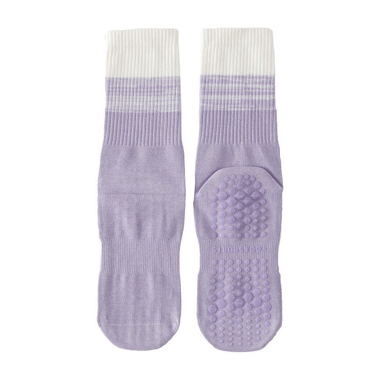 Olivenorma Two-Tone Crew Length Non-Slip Silicone Dot Women's Yoga Socks - Purple - 10 Pairs - image 12