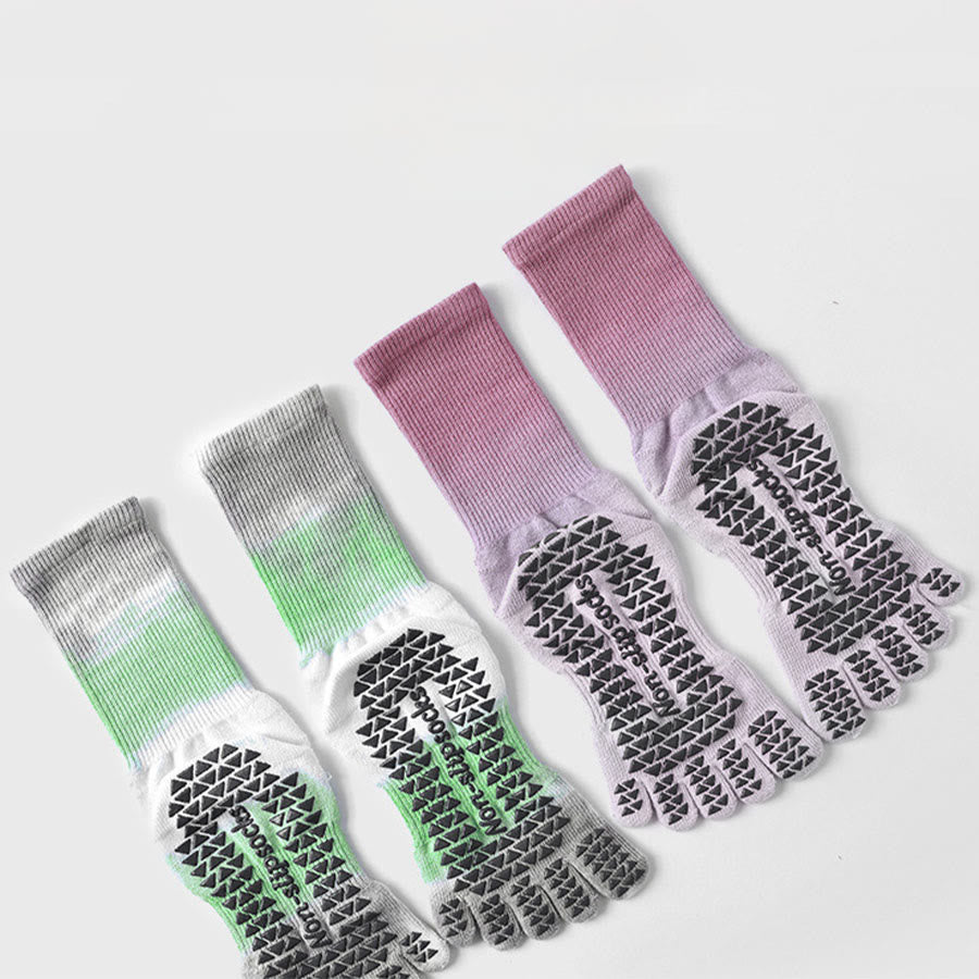Olivenorma Stylish Tie-Dye Five-Toe Non-Slip for Indoor Workouts Women's Yoga Socks - image 1