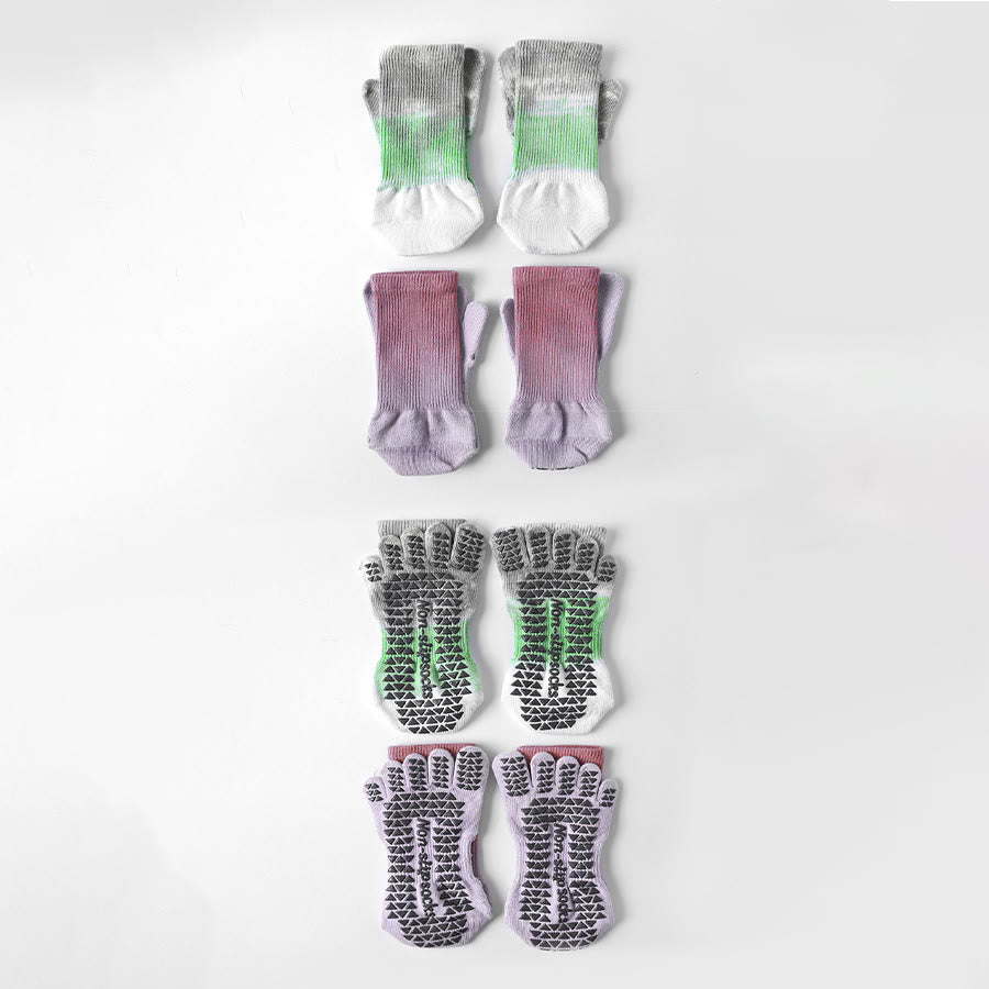 Olivenorma Stylish Tie-Dye Five-Toe Non-Slip for Indoor Workouts Women's Yoga Socks - image 2