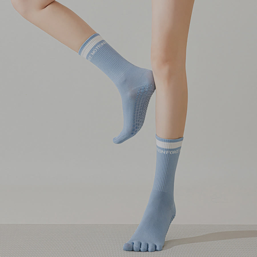 Olivenorma Secure-Fit Five-Toe Crew Non-Slip with Contrast Cuff Women's Yoga Socks - image 14