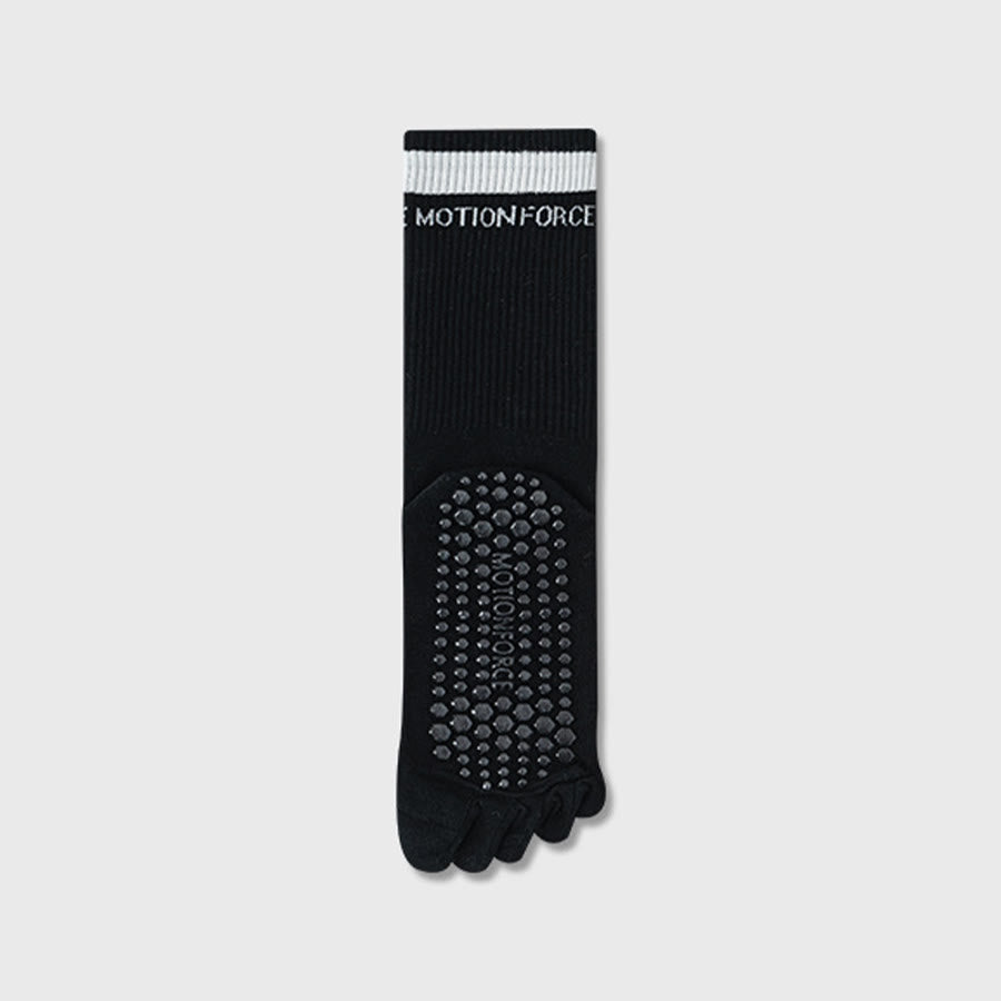 Olivenorma Secure-Fit Five-Toe Crew Non-Slip with Contrast Cuff Women's Yoga Socks - Black - 10 Pairs - image 18