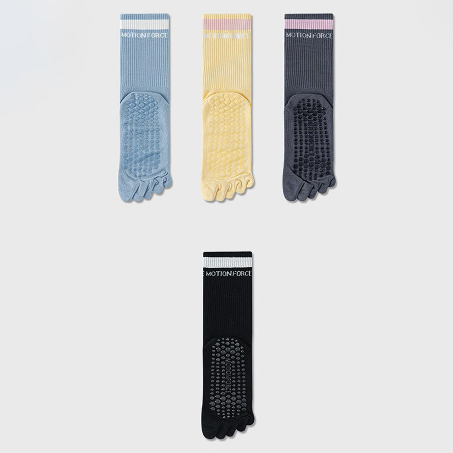 Olivenorma Secure-Fit Five-Toe Crew Non-Slip with Contrast Cuff Women's Yoga Socks - image 2