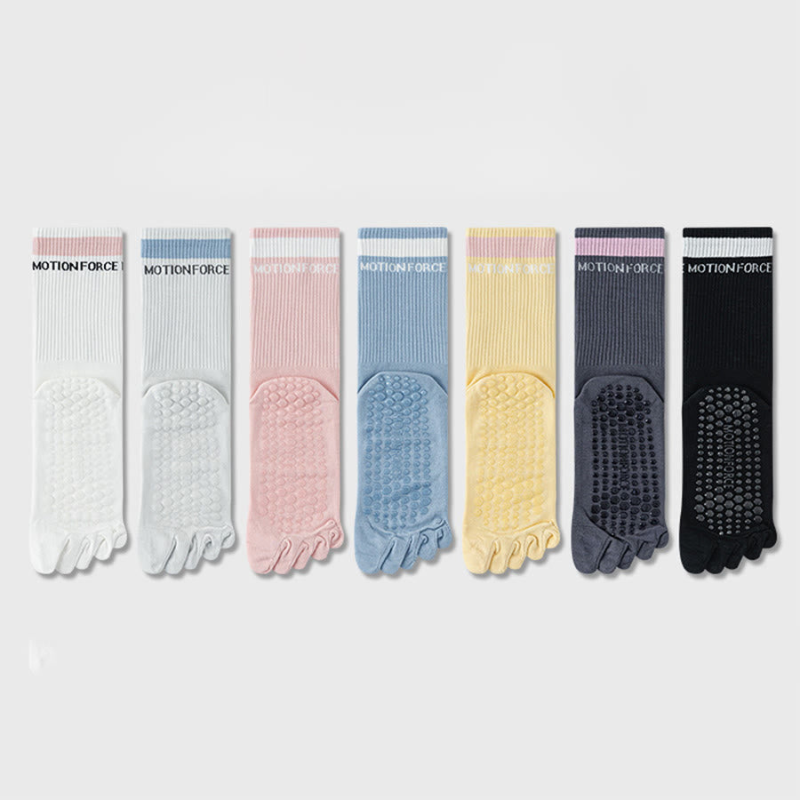 Olivenorma Secure-Fit Five-Toe Crew Non-Slip with Contrast Cuff Women's Yoga Socks - image 1