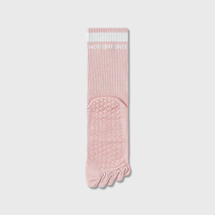 Olivenorma Secure-Fit Five-Toe Crew Non-Slip with Contrast Cuff Women's Yoga Socks - Pink - 10 Pairs - image 16