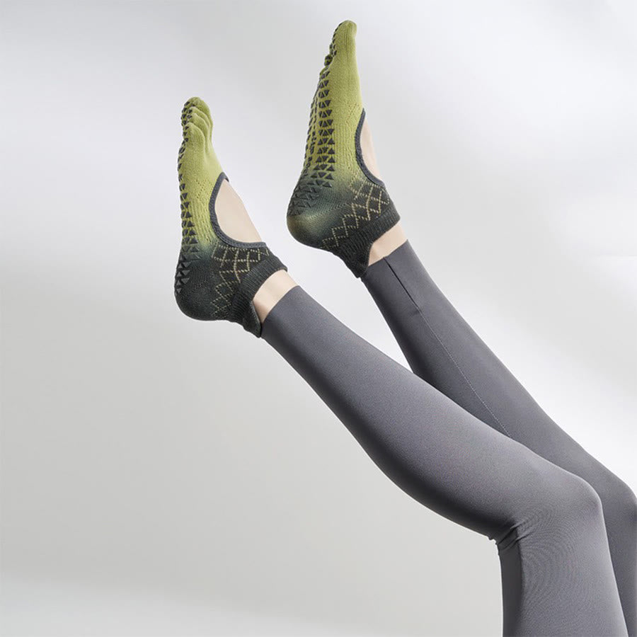 Olivenorma Multi-Sport Five-Toe Non-Slip Socks with Open Side Women's Yoga Socks - Gradient Olive Grey & Full Toe - 10 Pairs - image 30