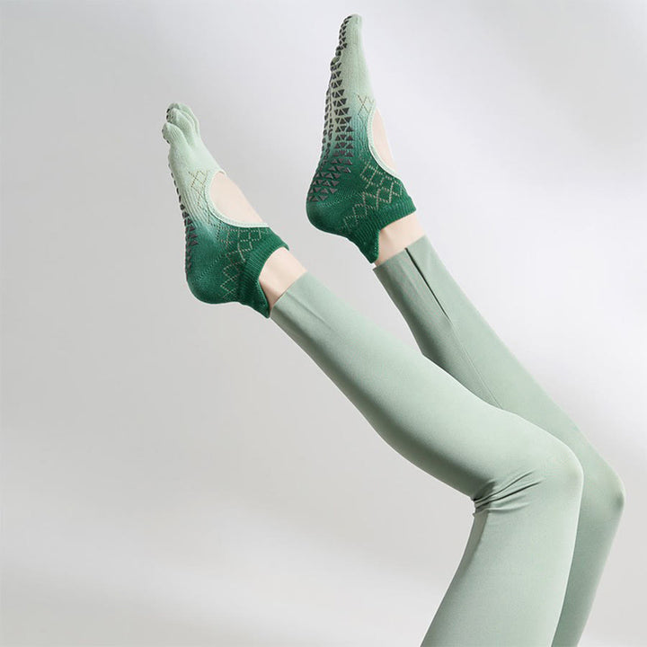 Olivenorma Multi-Sport Five-Toe Non-Slip Socks with Open Side Women's Yoga Socks - Gradient Lime & Full Toe - 10 Pairs - image 28
