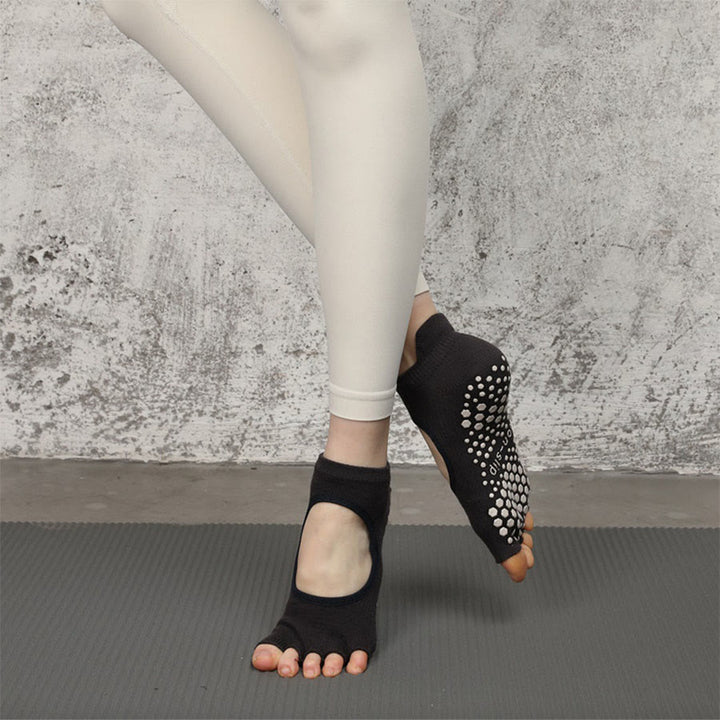 Olivenorma Multi-Sport Five-Toe Non-Slip Socks with Open Side Women's Yoga Socks - Classic Black & Open Toe - 10 Pairs - image 22