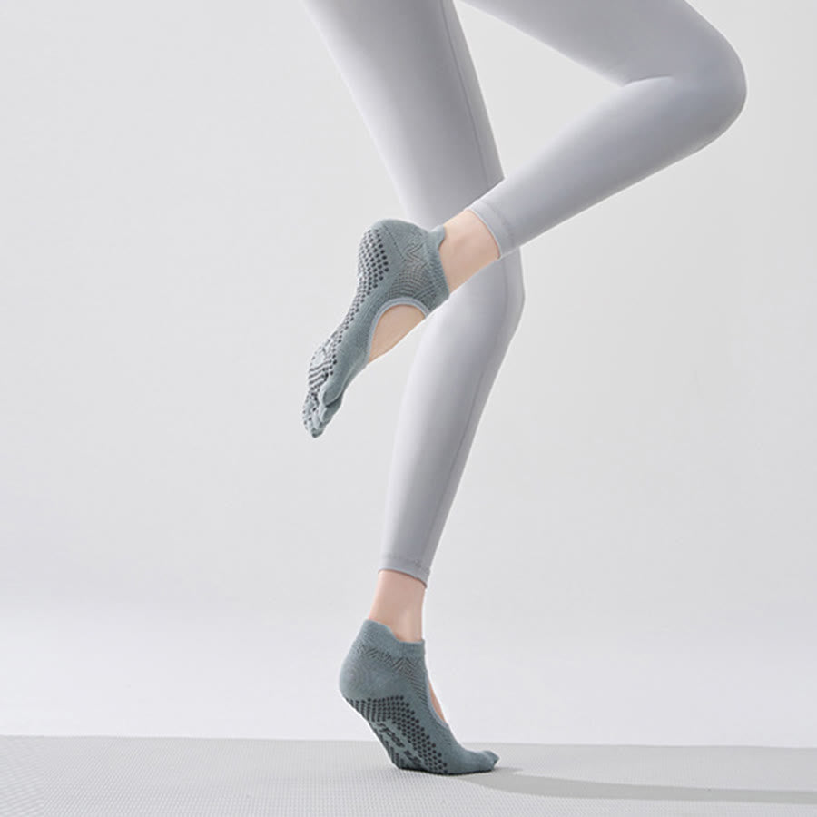 Olivenorma Multi-Sport Five-Toe Non-Slip Socks with Open Side Women's Yoga Socks - Turquoise Blue & Full Toe - 10 Pairs - image 11