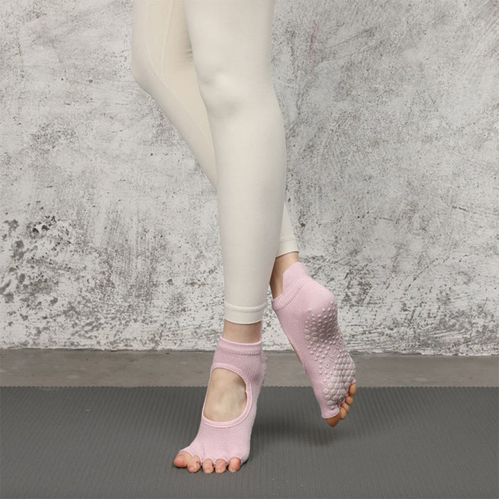 Olivenorma Multi-Sport Five-Toe Non-Slip Socks with Open Side Women's Yoga Socks - Pink Purple & Open Toe - 10 Pairs - image 25