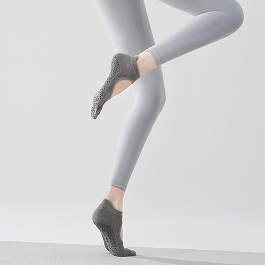 Olivenorma Multi-Sport Five-Toe Non-Slip Socks with Open Side Women's Yoga Socks - Grey & Full Toe - 10 Pairs - image 15